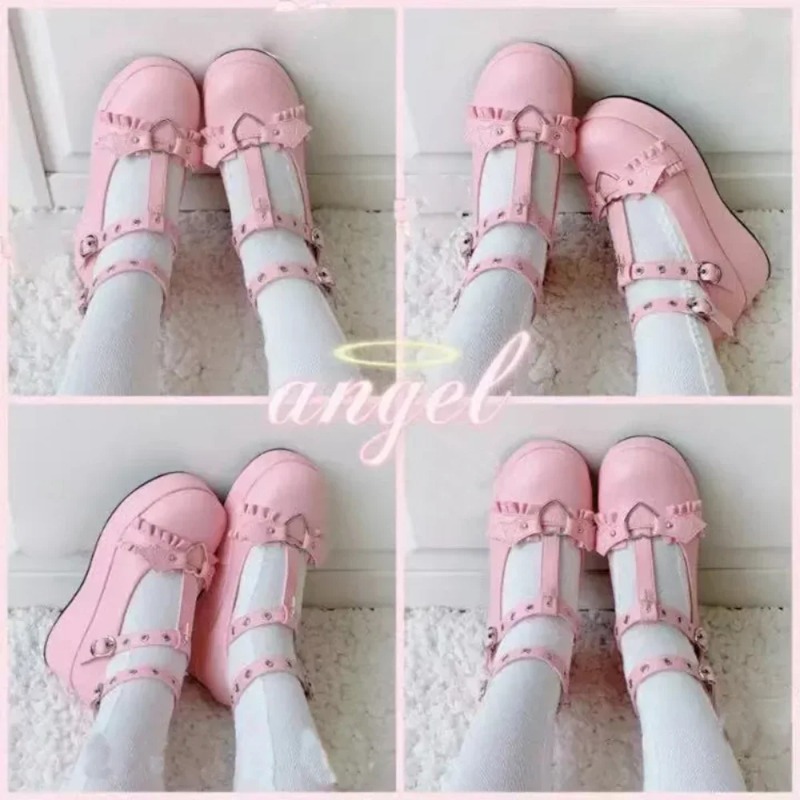 New Sweet Heart Buckle Wedges  - đánh giá và giá Mary Jane Shoes