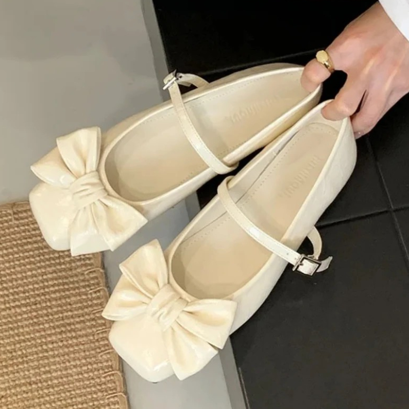 Cute Bowknot Square Toe Design - đánh giá và giá Women Shoes Elegant