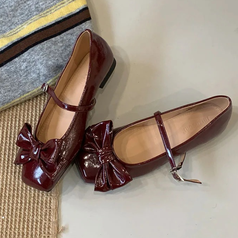 Cute Bowknot Square Toe Design - đánh giá và giá Women Shoes Elegant