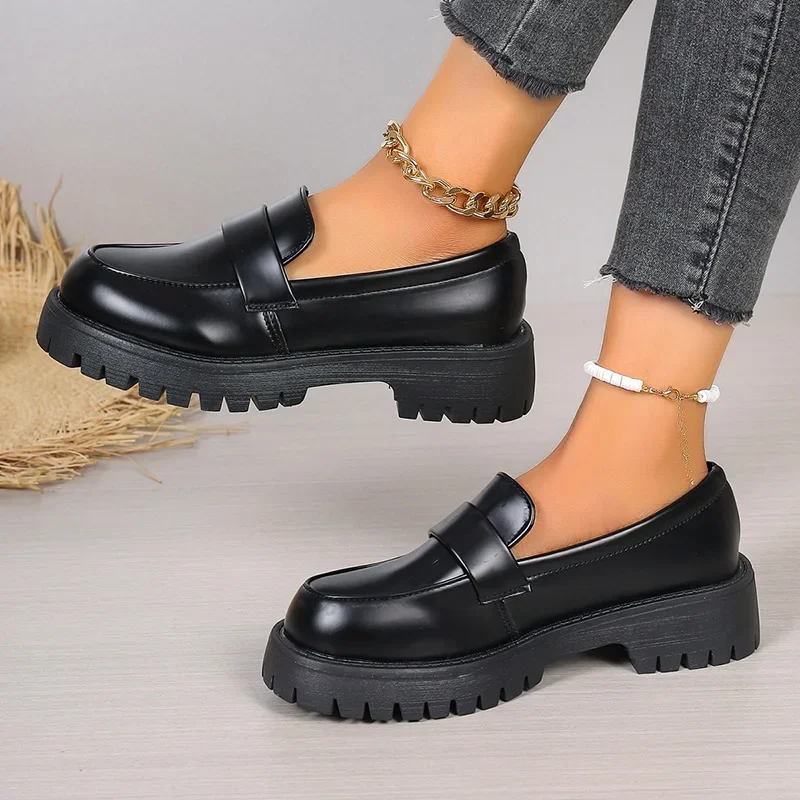 British Style Black Platform L - đánh giá và giá Women'S Shoes Loafers Black