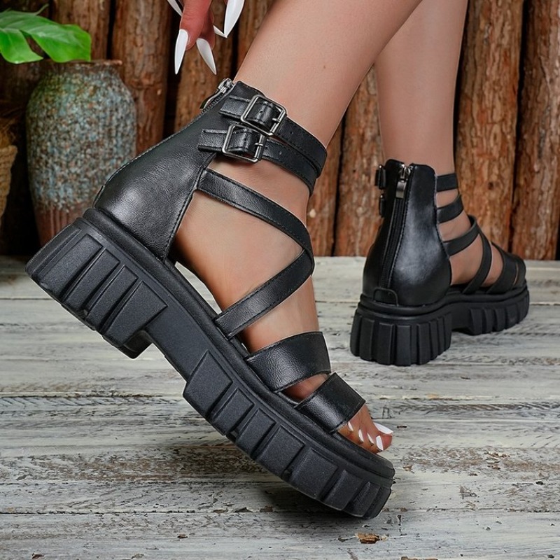 Roman Style Hollow Thick Heel  - đánh giá và giá Women Shoes Model