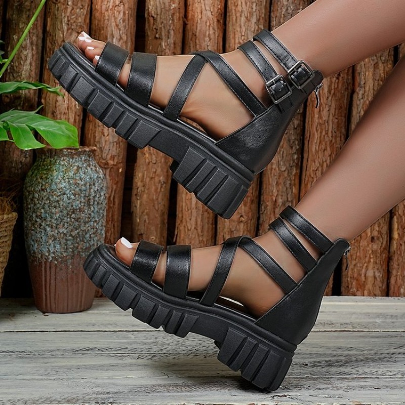 Roman Style Hollow Thick Heel  - đánh giá và giá Women Shoes Model