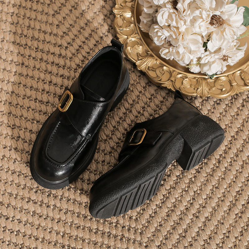 Genuine Leather British Style  - đánh giá và giá Women'S Shoes Loafers Black