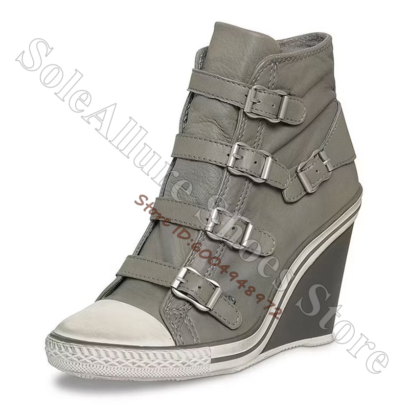 Grey Multi Buckle High Top Wed - đánh giá và giá Women'S Shoes Com